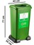SY-4398 Sıfır Atık Cam Geri Dönüşüm Çöp Kutusu 70 Lt Yeşil 5 Adet 2