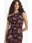 Bodycon Vücudu Saran Açık Omuz Çiçek Desenli Tül Maxi Elbise F0421AX25AU 5