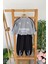 Erkek Çocuk Şerit Detaylı Sweatshirt ve Eşofman Altı spor takım 2’li - Gri 1
