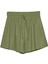 Beli Lastikli Deri Mini Şort Haki 2