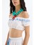 Nakış Detaylı Balon Kol Crop Bluz Ekru 4