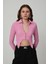 Bağlama Detaylı Crop Bluz Pembe 1
