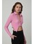 Bağlama Detaylı Crop Bluz Pembe 4