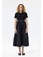 Beli Kemerli Basic Midi Elbise Siyah 4
