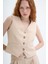 Önü Düğmeli Yelek Bej 4