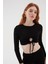 Büzgü Detaylı Crop Bluz Siyah 4