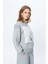 Sırtı Fermuar Detaylı Baskılı Sweatshirt Gri 4