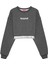 Beli Sayı Detaylı Crop Sweatshirt Antrasit 2