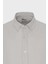 Erkek Gri Slim Fit Dar Kesim Düğmeli Yaka Keten Görünümlü %100 Pamuk Flamlı Gömlek 7