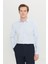 Erkek Mavi Slim Fit Dar Kesim Italyan Yaka Armürlü Gömlek 1