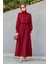 Double Krep Üst Cepken Detay Elbise-Bordo 1