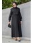 Double Krep Üst Cepken Detay Elbise-Siyah 1