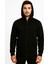 Erkek Siyah Fermuarlı Kapüşonlu SWEATSHIRT-W590 1