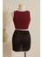 Kadın Bordo Yuvarlak Yaka Crop ve Siyah Pareo 2'li Set 2