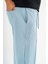 Erkek Açık Mavi Çımalı Rahat Spor Pantolon Duble Paça Jogger Eşofman Altı 5