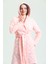 35252 Kadın Pembe Kapüşonlu Polar Sabahlık(Kapüşonu Astarsız) 1