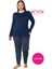 Kadın Bisiklet Yaka Düğmesiz Dökümlü Viskon Mevsimlik Uzun Kol Cepli Pijama Takımı 1