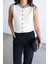 Boydan Düğmeli Biyeli Triko Yelek 2