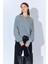 Kadın Gri Şal Yaka Düğmeli Triko Kazak 5