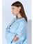 Kadın Mavi Bisiklet Yaka Basic Triko Kazak 4