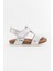 Unisex Çocuk Yıldızlı Gümüş Deri Ortopedik Destekli Çocuk Sandalet 10