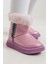 Kız Çocuk Pembe Simli Suni Deri Kürklü Anatomik Kar Botu 7