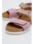 Unisex Çocuk Lila-Pembe Hakiki Deri Mantar Tabanlı Günlük Çocuk Sandalet 7