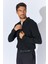 Erkek Siyah Ayaklı Yaka Fermuarlı Pike Örgü Basic Triko 2