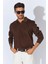 Erkek Kahve Ayaklı V Yaka Fitilli Basic Triko 1