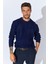 Erkek Lacivert Bisiklet Yaka Saç Örgü Triko 1