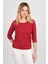 Kadın Omuz ve Kolları Tül Detaylı Beli Lastikli Truvakar Kol Bluz 23321 Bordo 1
