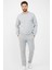 Gri Relaxed Fit Bisiklet Yaka Sweatshirt Düz Paça Erkek Eşofman Takımı 1