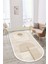 Makinede Yıkanabilir Kaymaz Taban Leke Tutmaz Bej Oval Salon Halısı Mutfak Halısı ve Yolluk 1