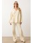 Bağcık Kapamalı Kimono Pantolon Triko Takım Ekru 9364-TK 1