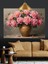 Vazoda Pembe Çiçekler Dekoratif Kanvas - Mdf Ahşap Tablo 3