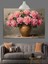 Vazoda Pembe Çiçekler Dekoratif Kanvas - Mdf Ahşap Tablo 5