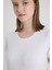 Becky Sıfır Yaka Beyaz Basic Bambu ve Organik Pamuk Kadın Tişört 2