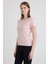 Becky Sıfır Yaka Pembe Basic Bambu ve Organik Pamuk Kadın Tişört 1