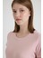 Becky Sıfır Yaka Pembe Basic Bambu ve Organik Pamuk Kadın Tişört 2
