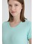 Becky Sıfır Yaka Mint Yeşili Basic Bambu ve Organik Pamuk Kadın Tişört 2