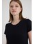 Becky Sıfır Yaka Siyah Basic Bambu ve Organik Pamuk Kadın Tişört 2