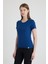 Becky Sıfır Yaka Mavi Basic Bambu ve Organik Pamuk Kadın Tişört 1