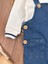 Salopet Likralı Kot Polo Yaka Sweatshirt Düğmeli Salopet Erkek Bebek Takım 4