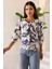 Kadın Uzun Kollu Bisiklet Yaka Desenli Rahat Bluz - Günlük, Şehir Şıklığı (Sınırlı Stok) Kadın Bluz 1