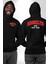 Brooklyn Kırmızı Erkek Kadın Siyah Ön Sırt Baskılı Kapüşonlu Sweatshirt Hoodie 1