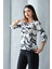 Kadın Uzun Kollu Bisiklet Yaka Desenli Rahat Bluz - Günlük, Şehir Şıklığı (Sınırlı Stok) Kadın Bluz 2