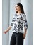 Kadın Uzun Kollu Bisiklet Yaka Desenli Rahat Bluz - Günlük, Şehir Şıklığı (Sınırlı Stok) Kadın Bluz 3