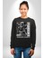 Iskelet Aşkı Kuş Kırk Kalp ve Kuru Çiçekler Erkek Kadın Unisex Dijital Baskılı Siyah Sweatshirt 4