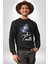 Astronot Cesur Ol Erkek Kadın Unisex Dijital Baskılı Siyah Sweatshirt 1