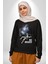 Astronot Cesur Ol Erkek Kadın Unisex Dijital Baskılı Siyah Sweatshirt 3